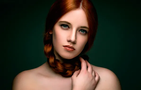 Picture portrait, braid, the beauty, Redhead, Karole