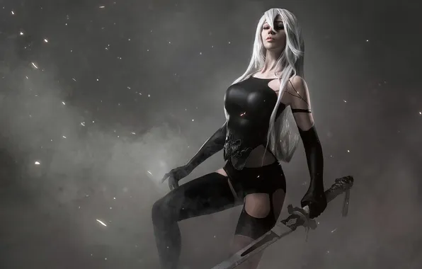 Picture the game, sword, costume, image, wig, the heroine, cosplay, Nier Automata