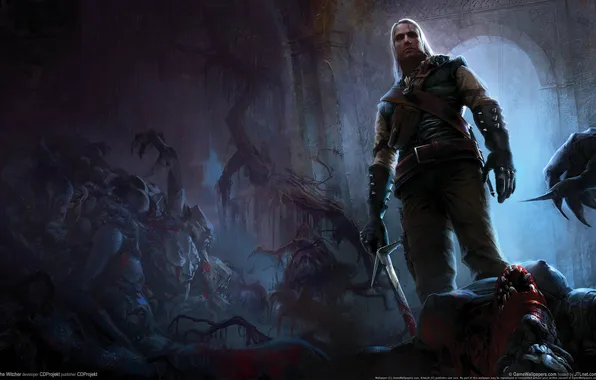 Picture the witcher, the Witcher, dungeon, Andrzej Sapkowski, Geralt