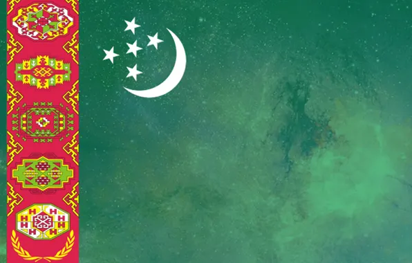 Green, flag, ornament, Turkmen, Turkmenistan, Baydak, welayat