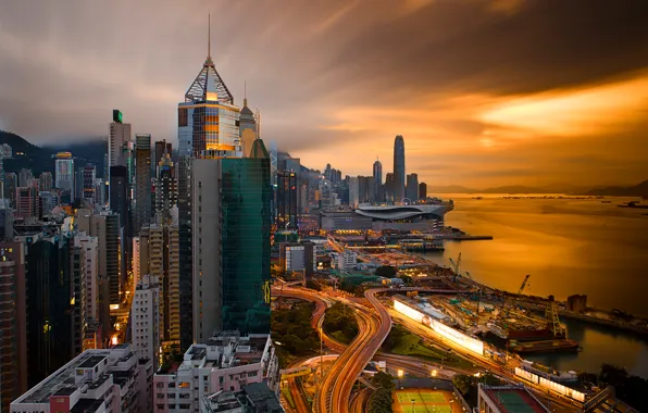 Picture the sky, Hong Kong, the evening, excerpt, port, China, Hong Kong, China