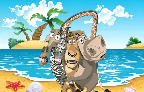 Island, Madagascar, art, cartoon