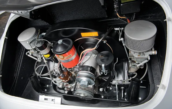 Porsche, retro cars, Speedster, by Reutter, 1958, sports car, under the hood, Porsche 356A 1600