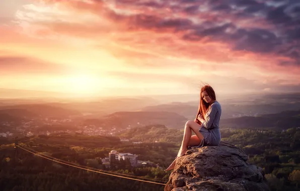 Girl, mountains, nature, pose, the situation, Mike Naumenko