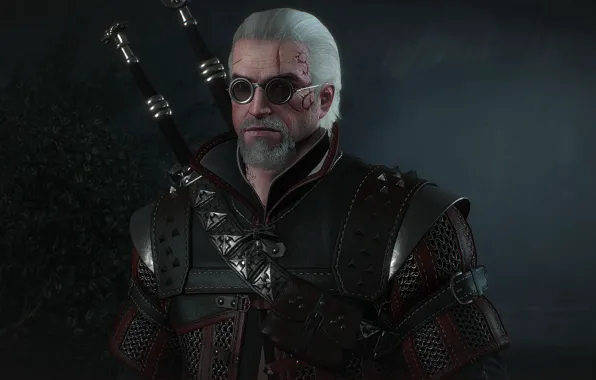 Armor, glasses, armor, swords, the Witcher, Geralt, hunter, the protagonist