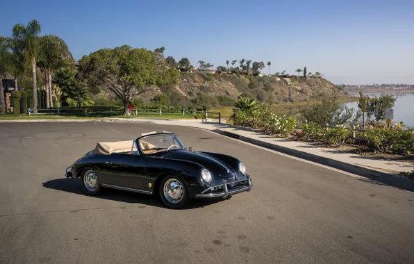 Picture car, Porsche, sky, trees, 356, 1958, Porsche 356A 1600 Super Cabriolet