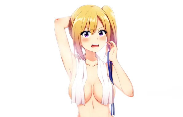 Girl, sexy, boobs, sexy girl, anime, beautiful, short hair, purple eyes