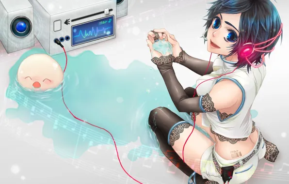 Picture water, girl, smile, notes