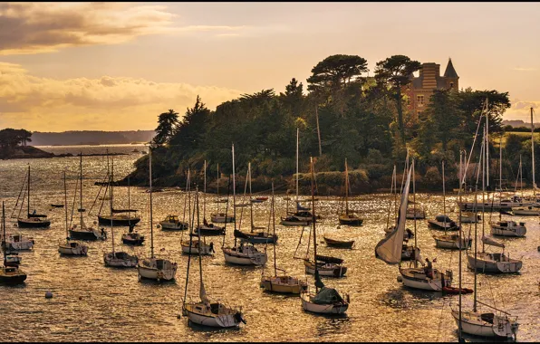 Picture sea, castle, sea, castle, boats, Boats