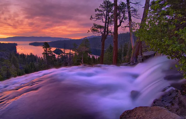 The sky, trees, landscape, sunset, mountains, nature, lake, photo