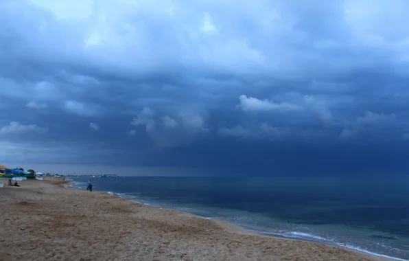 Sea, the storm, Russia, Crimea, Coast, Golden beach