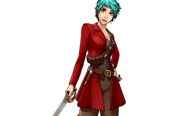 Look, girl, face, red, hair, art, saber