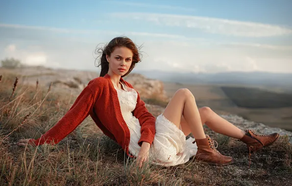 Picture look, girl, nature, pose, photo, the wind, model, hair