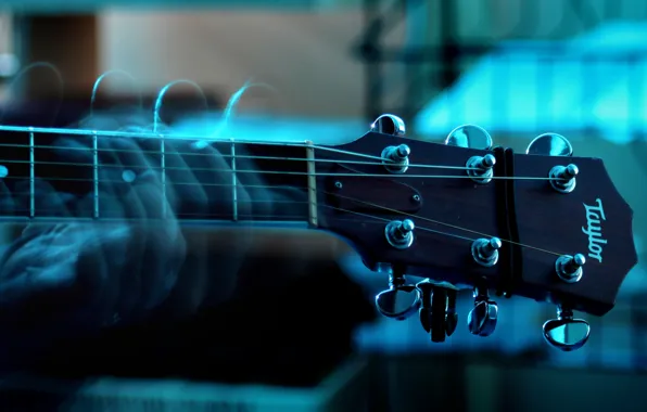 Picture blue, music, Guitar