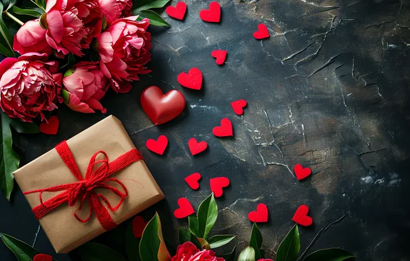Love, flowers, gift, romance, love, happy, Valentine's day, heart
