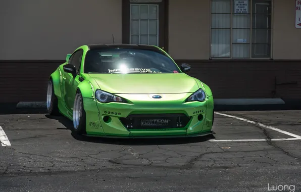 Green, turbo, subaru, toyota, tuning, front, face, low