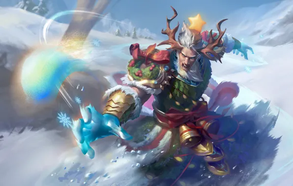 Winter, snow, New year, horns, hon, happy new year, snow, xmas