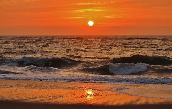 Sunset, Nature, Sea, Wave, Nature, Sunset, Sea