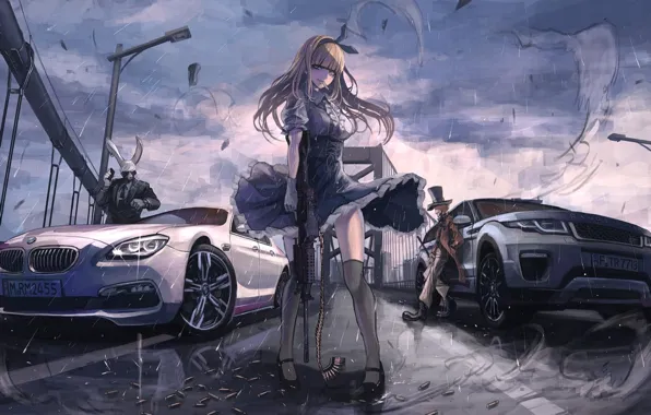 Girl, machine, weapons, Alice in Wonderland