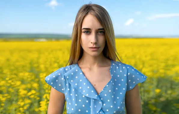 Girl, sweetheart, model, Flowers, Field, Face, Wallpaper, Day