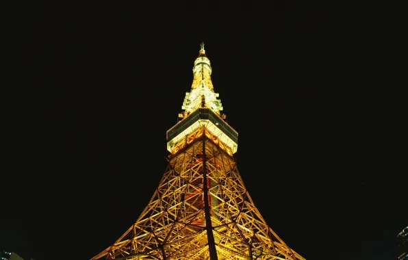 Night, backlight, Eiffel Tower