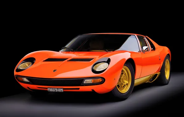 Auto, Lamborghini, Machine, Orange, Eyelashes, 1971, Lights, Car