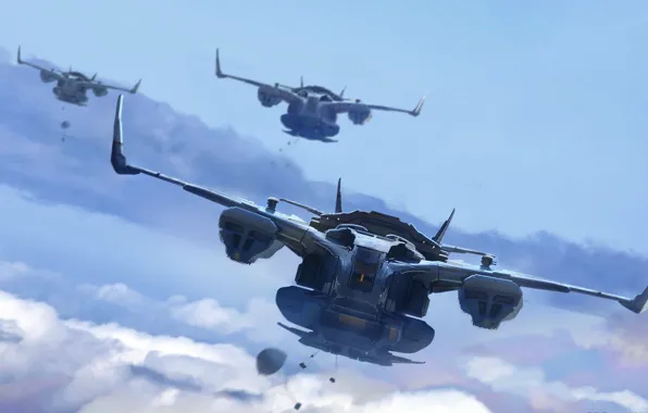 Opm Scan 151 Fake Vf Wallpaper the sky, clouds, flight, landing, neo hercules vf-151