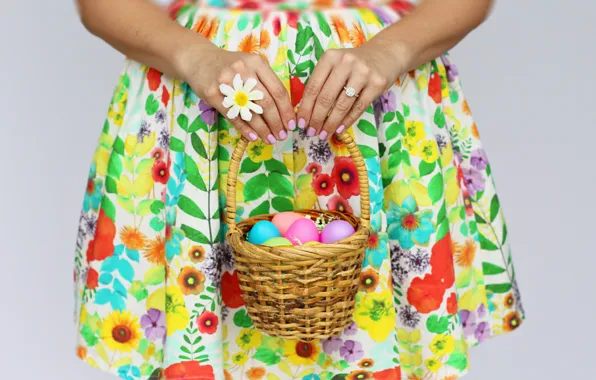 Picture eggs, Easter, basket