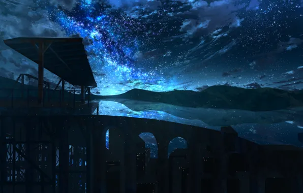 Sea, the sky, night, structure