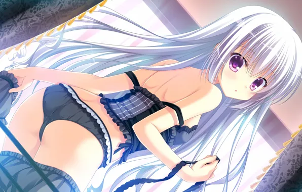 Picture girl, sexy, lingerie, ass, panties, long hair, boobs, anime