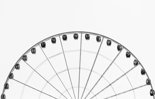 Picture the sky, wheel, booths, Ferris wheel, review