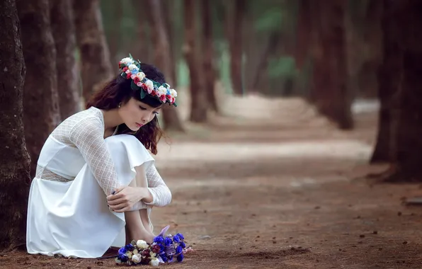 Picture girl, flowers, mood