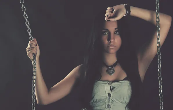 Picture eyes, model, chain, girl, beauty