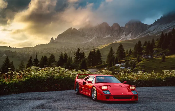 Red, F40, Mountains