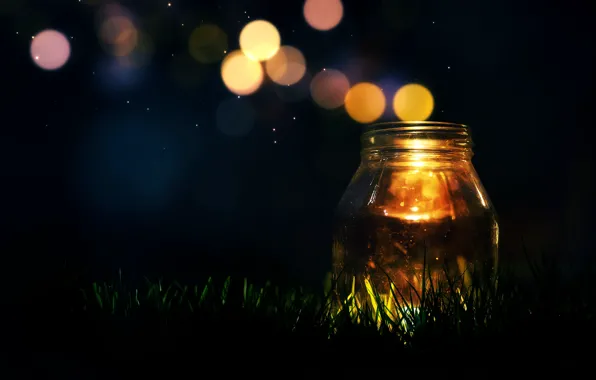 Picture greens, grass, light, background, Wallpaper, mood, candle, sequins