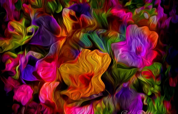 Bright colors, flowers, abstraction, bouquet, abstract, flowers, bouquet, bright colors
