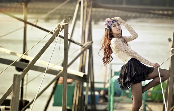 Girl, background, Asian