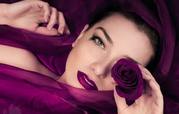Girl, rose, portrait