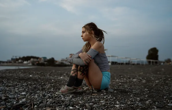 Picture shorts, tattoo, legs, on the stone, Ekaterina Marchenko, Just Four