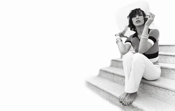 Milla Jovovich, black and white, Milla Jovovich, women