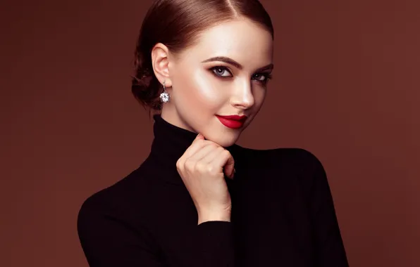 Look, girl, pose, photo, portrait, earrings, makeup, beautiful