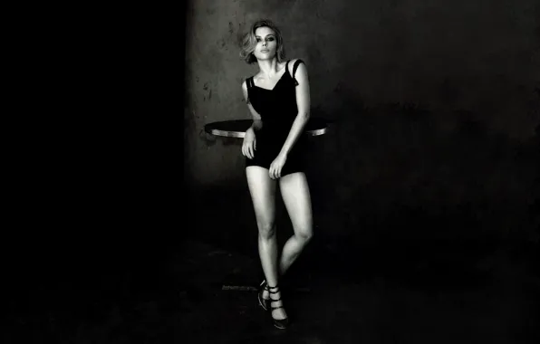 Girl, figure, b/W, actress, Scarlett Johansson, legs, Scarlett Johansson