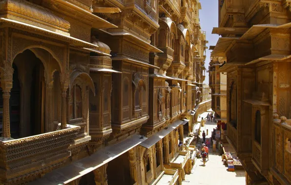 Picture street, home, India, Rajasthan, The great Indian desert, Jaisalmer