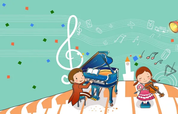 Notes, music, vector, music, art, concert, children's