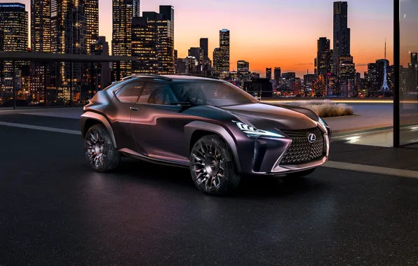 Machine, Concept, night, the city, building, car, Luxury, Crossover