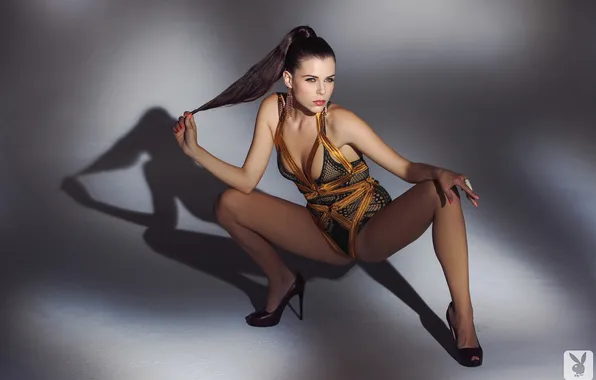 Girl, brunette, playboy, bondage, Aleksa Slusarchi