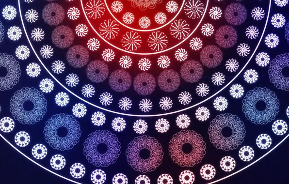 Picture circles, background, fractals, Azhur, red-blue