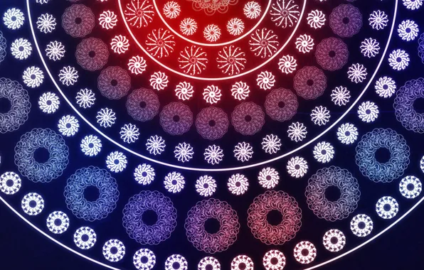 Circles, background, fractal, Azhur, red-blue