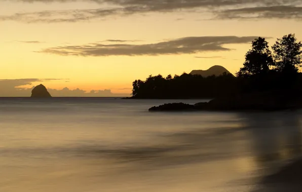 Sea, landscape, sunset, Martinique, Ste.-Luce, Marin