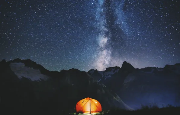 The sky, night, tent, the milky way